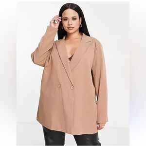 Heartbreak Plus Oversized Dad Double Breasted Blazer in Camel Size 1X NWT NEW